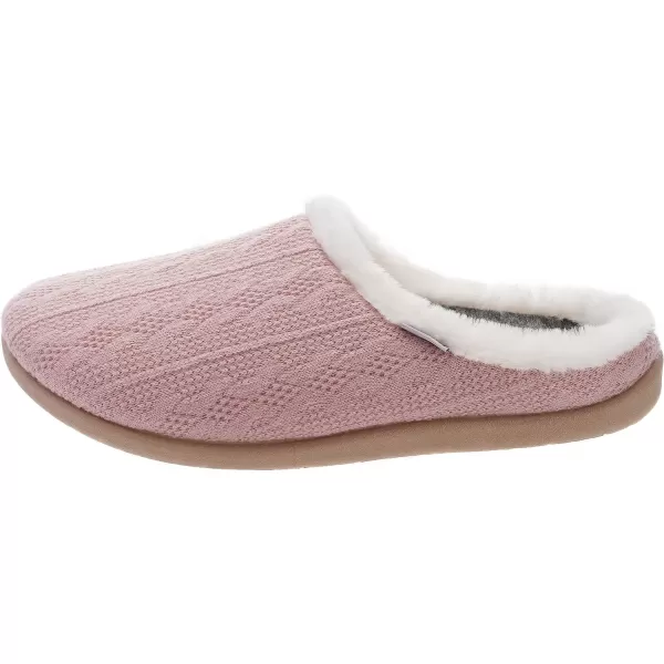 WHITIN Women Arch Support Fuzzy Knitted Slipper Warm Fluffy Slip On House ShoesPink