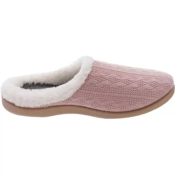 WHITIN Women Arch Support Fuzzy Knitted Slipper Warm Fluffy Slip On House ShoesPink