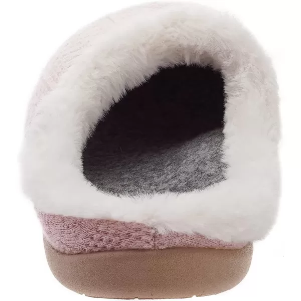 WHITIN Women Arch Support Fuzzy Knitted Slipper Warm Fluffy Slip On House ShoesPink