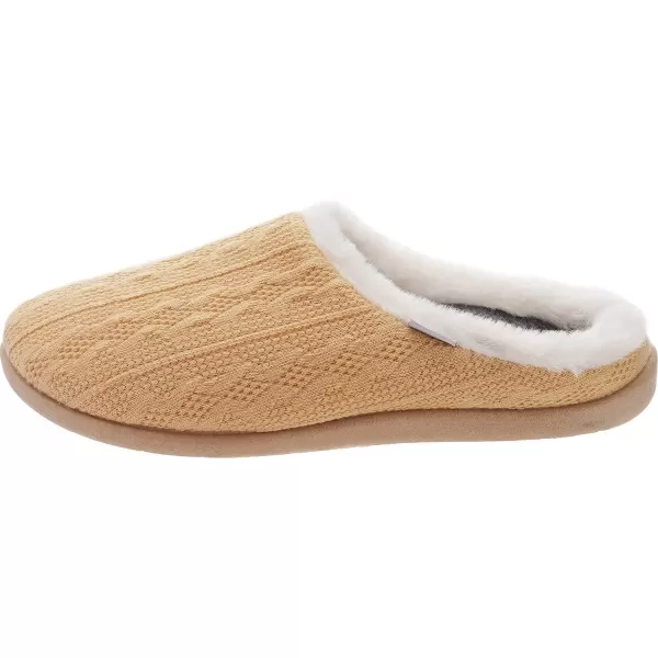 WHITIN Women Arch Support Fuzzy Knitted Slipper Warm Fluffy Slip On House ShoesYellow