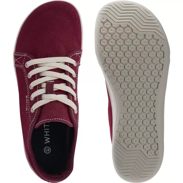 WHITIN Womens Minimalist Barefoot Shoes  Zero Drop Sole  Wide Width Fashion SneakerW81v2 Canvas  Burgundy