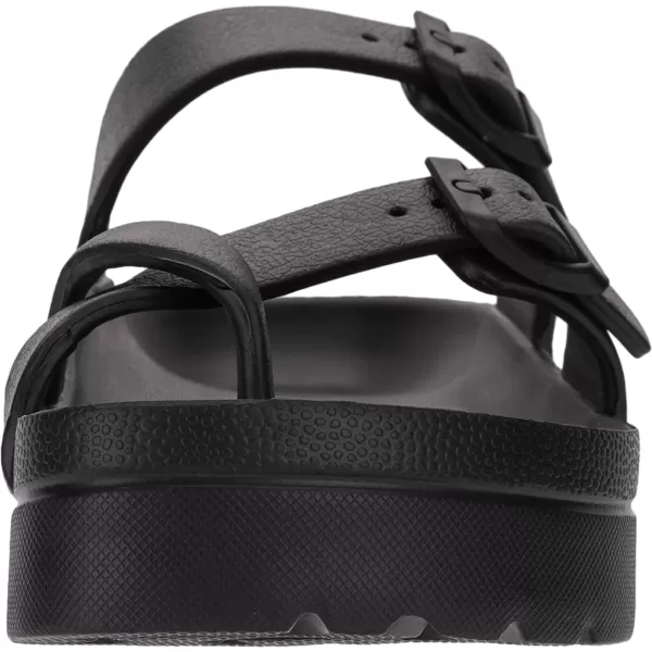 WHITIN Womens Platform Sandals Slides with Comfort Footbed  Adjustable Buckle  Ultra CushionBlack