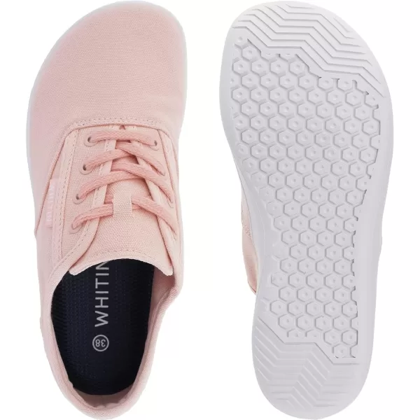 WHITIN Womens Wide Canvas Minimalist Barefoot Shoes  Zero Drop Sole  Casual SneakerW87  Pink