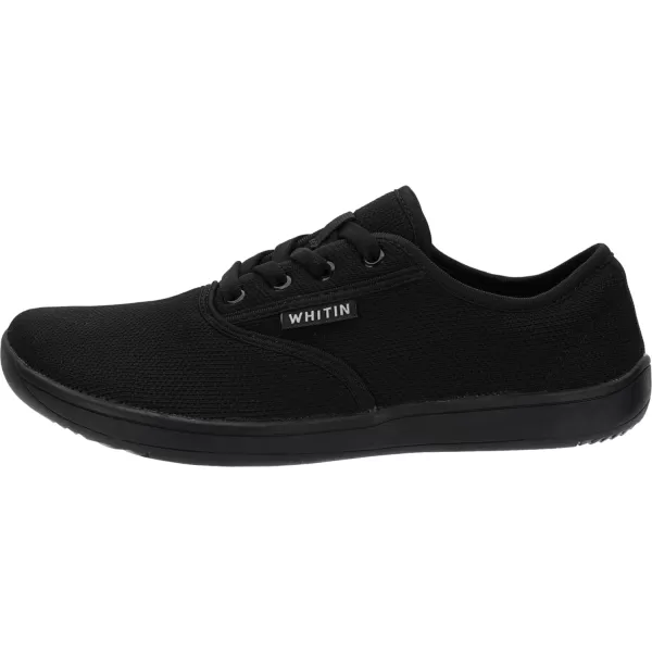 WHITIN Womens Wide Canvas Minimalist Barefoot Shoes  Zero Drop Sole  Casual SneakerW872  Black Knit Upper