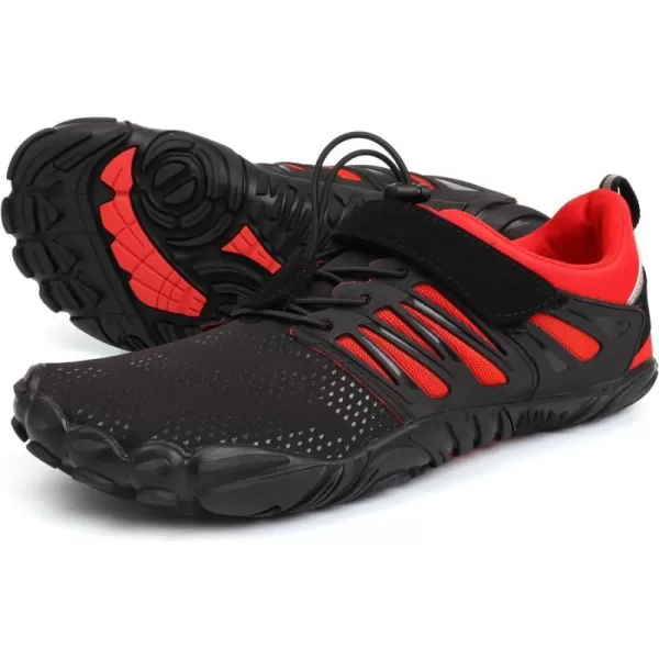 WHITIN Mens Minimalist Trail Runner  Wide Toe Box  Barefoot Inspired1 Black Red