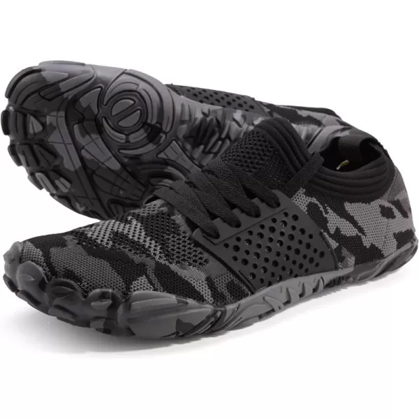 WHITIN Mens Minimalist Trail Runner  Wide Toe Box  Barefoot Inspired4 Camo Black