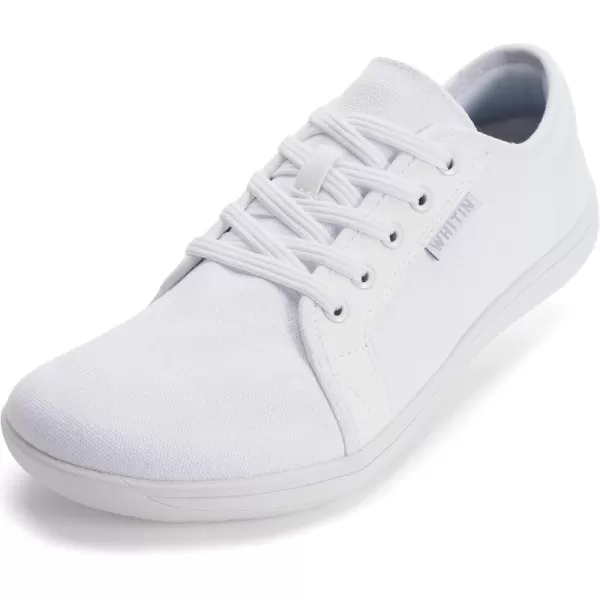 WHITIN Mens Wide Canvas Minimalist Barefoot Sneakers  Zero Drop Sole  Ultimate Toe FreedomW81v2 All White  Canvas 