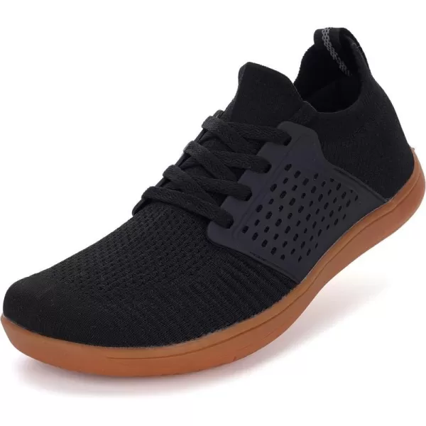 WHITIN Mens Wide Minimalist Barefoot Sneakers  Zero Drop  Midfoot StabilityW85 Classic Black Gum