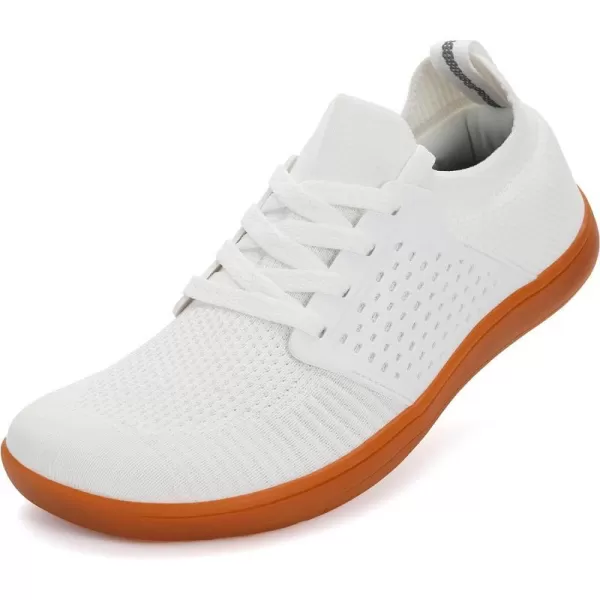 WHITIN Mens Wide Minimalist Barefoot Sneakers  Zero Drop  Midfoot StabilityW85 White Gum