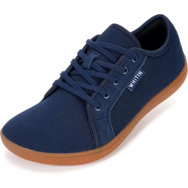 WHITIN Mens Wide Minimalist Barefoot Sneakers  Zero Drop Sole  Optimal RelaxationW81 Dark Blue Gum