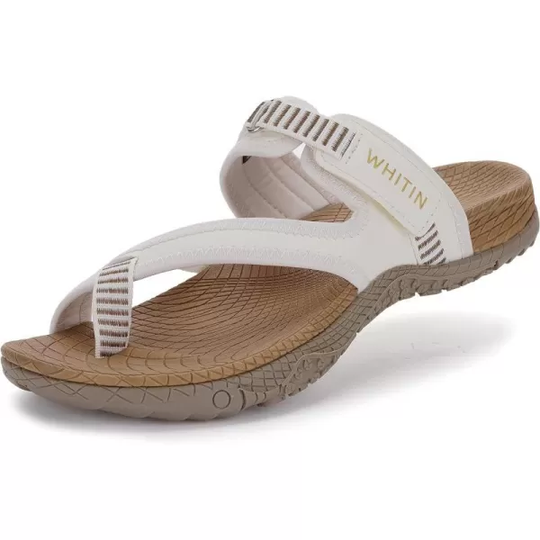 WHITIN Womens Toe Thong Sandal  Beach Outdoor Flip Flop  Arch SupportC50  Beige