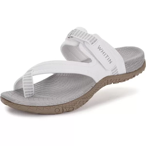 WHITIN Womens Toe Thong Sandal  Beach Outdoor Flip Flop  Arch SupportC50  White Grey