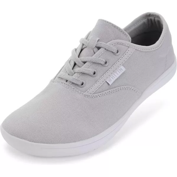 WHITIN Womens Wide Canvas Minimalist Barefoot Shoes  Zero Drop Sole  Casual SneakerW87  Grey