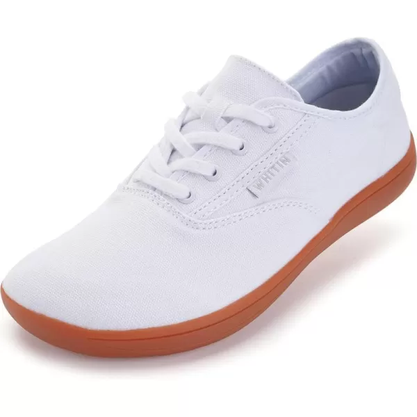 WHITIN Womens Wide Canvas Minimalist Barefoot Shoes  Zero Drop Sole  Casual SneakerW87  White Gum