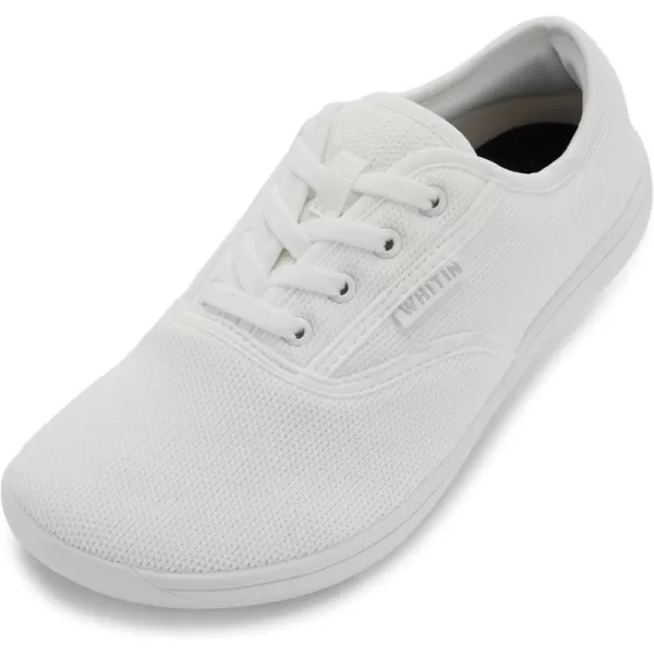 WHITIN Womens Wide Canvas Minimalist Barefoot Shoes  Zero Drop Sole  Casual SneakerW872  White Knit Upper