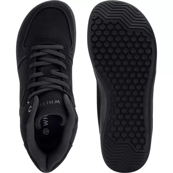 WHITIN Mens Canvas Minimalist Barefoot Shoes  Wide Toe Box  Zero DropAll Black