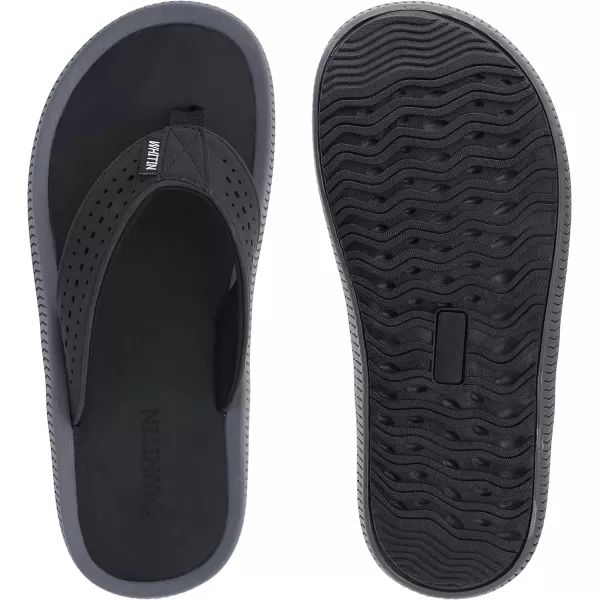 WHITIN Mens Flip Flops  Outdoor Thong Sandals  Arch Support  Slip ResistantC60  Black