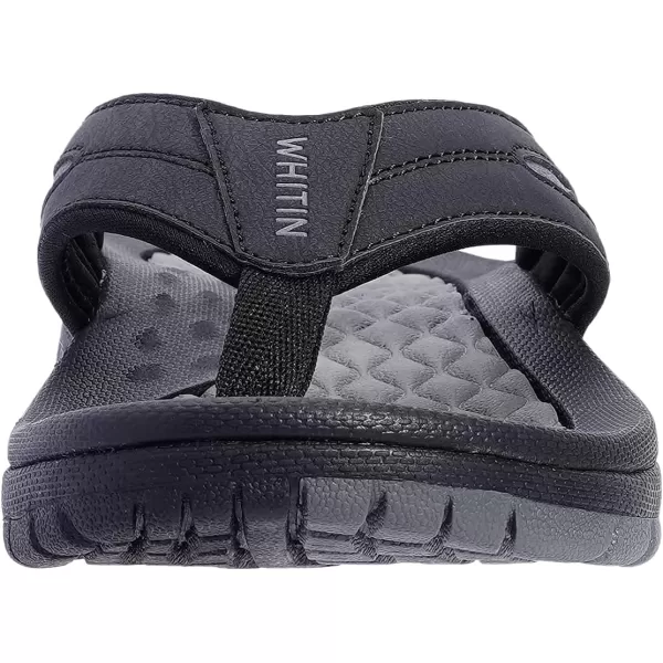 WHITIN Mens Flip Flops  Outdoor Thong Sandals  Arch Support  Slip ResistantMesh Black