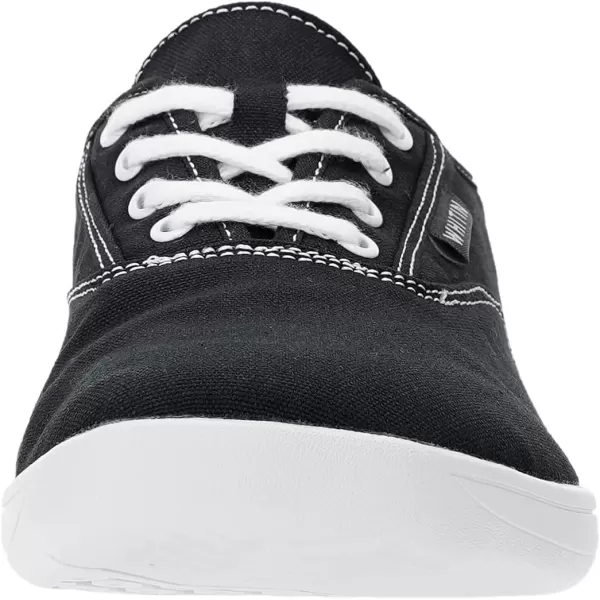 WHITIN Mens Wide Canvas Barefoot Sneakers  Zero Drop Sole  Minimalist FootwearW87  Black White