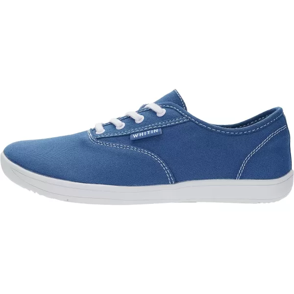 WHITIN Mens Wide Canvas Barefoot Sneakers  Zero Drop Sole  Minimalist FootwearW87  Blue