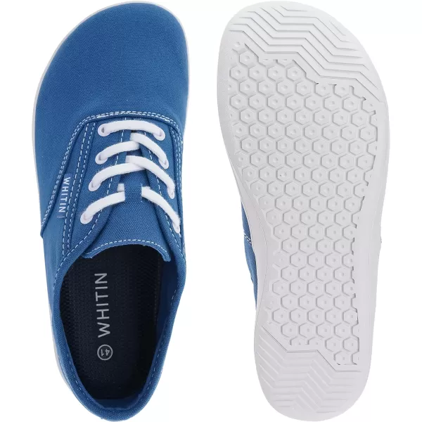 WHITIN Mens Wide Canvas Barefoot Sneakers  Zero Drop Sole  Minimalist FootwearW87  Blue