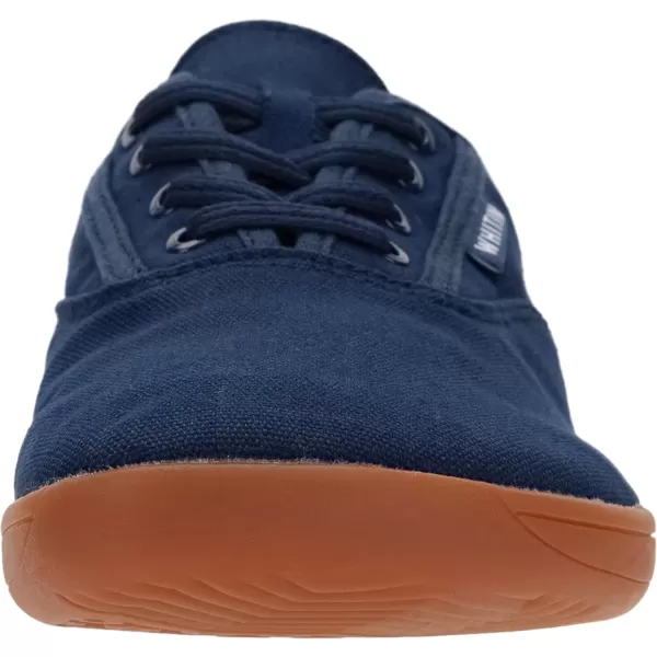 WHITIN Mens Wide Canvas Barefoot Sneakers  Zero Drop Sole  Minimalist FootwearW87  Dark Blue