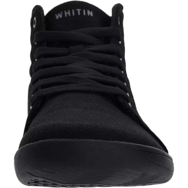 WHITIN Mens Wide Hitop Minimalist Barefoot Sneakers  Zero Drop Sole  Cushioned Ankle SupportW823  All Black  Hitop 