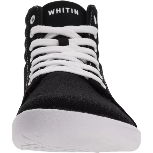 WHITIN Mens Wide Hitop Minimalist Barefoot Sneakers  Zero Drop Sole  Cushioned Ankle SupportW823  Black White  Hitop 