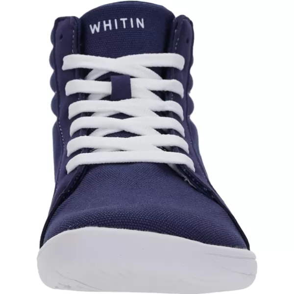 WHITIN Mens Wide Hitop Minimalist Barefoot Sneakers  Zero Drop Sole  Cushioned Ankle SupportW823  Blue  Hitop 