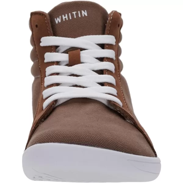 WHITIN Mens Wide Hitop Minimalist Barefoot Sneakers  Zero Drop Sole  Cushioned Ankle SupportW823  Brownness  Hitop 