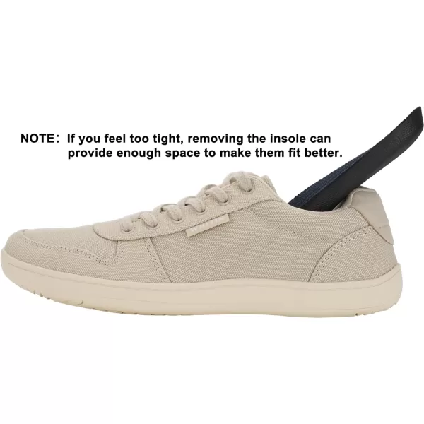 WHITIN Mens Wide Toe Box Barefoot Shoes  Canvas Minimalist Sneakers  Zero Drop SoleW882  Beige