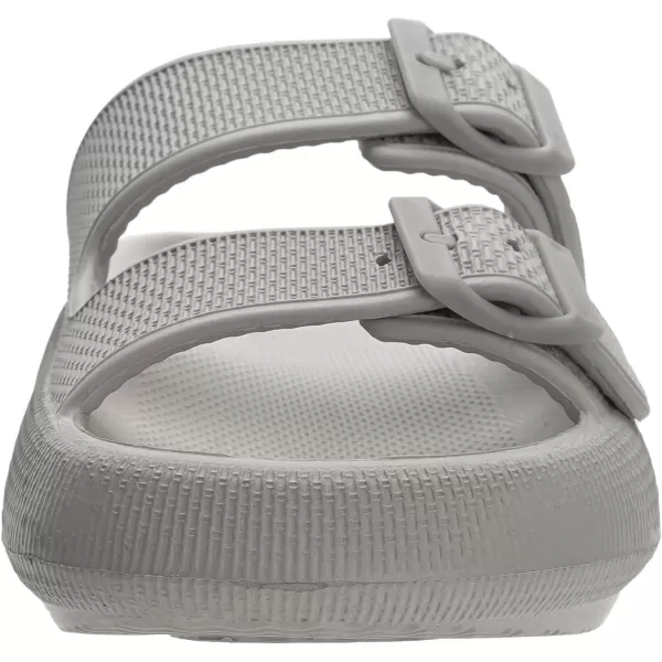 WHITIN Slides for Women Men Double Buckle Adjustable Thick Sole Pillow Slippers Bathroom SandalsGrey