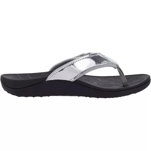 WHITIN Womens Flip Flops Thong Sandals  Orthotic Arch Support  Soft Toe Post  Deep Heel CupAdjustable Silver