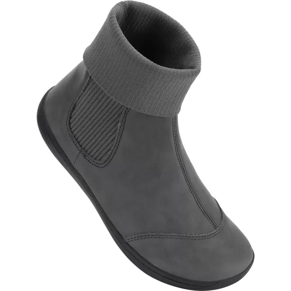 WHITIN Womens Minimalist Barefoot Chelsea Boots  Stacked Socklike Cuffs  Wide WidthW821  Grey