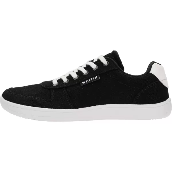 WHITIN Womens Wide Toe Box Barefoot Shoes  Canvas Minimalist SneakersW882  Black White