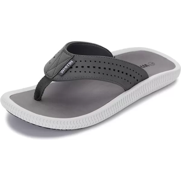 WHITIN Mens Flip Flops  Outdoor Thong Sandals  Arch Support  Slip ResistantC60  Dark Grey