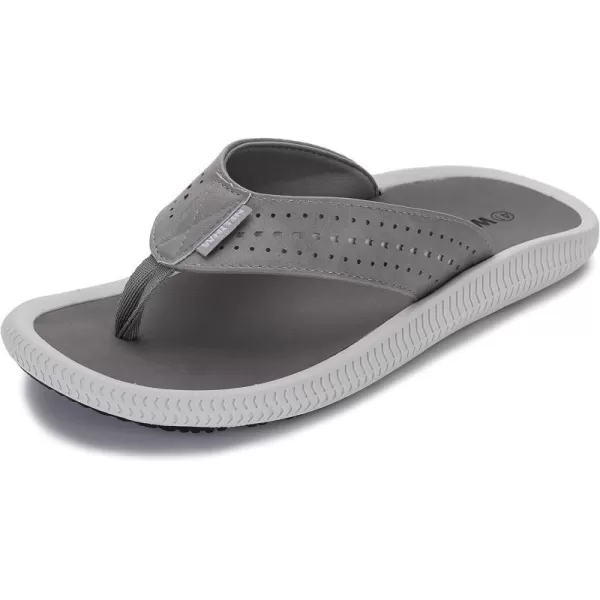 WHITIN Mens Flip Flops  Outdoor Thong Sandals  Arch Support  Slip ResistantC60  Light Grey