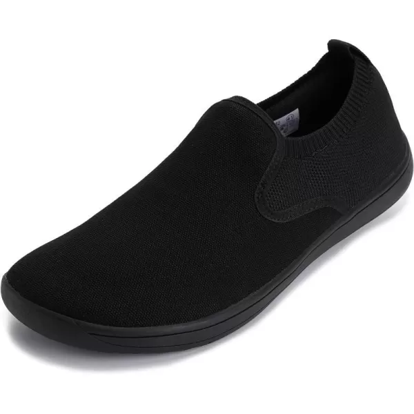 WHITIN Mens Wide Slip on Barefoot Shoes  Minimalist Sneakers  Elastic CollarW862  All Black