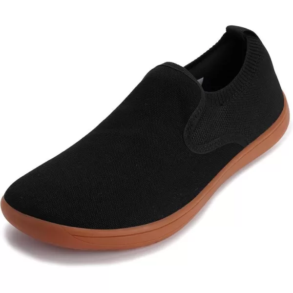 WHITIN Mens Wide Slip on Barefoot Shoes  Minimalist Sneakers  Elastic CollarW862  Black Gum