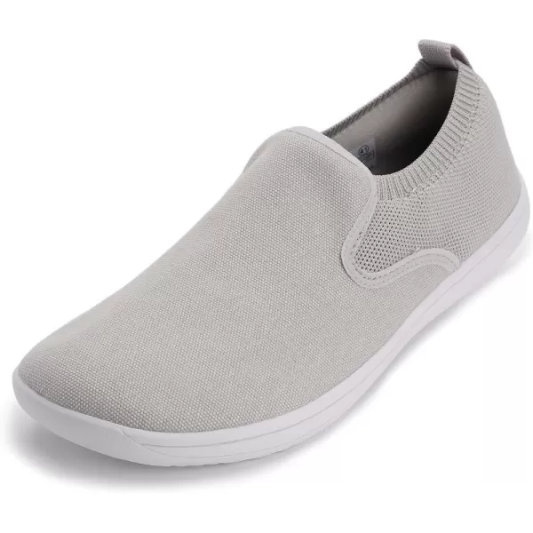 WHITIN Mens Wide Slip on Barefoot Shoes  Minimalist Sneakers  Elastic CollarW862  Grey White