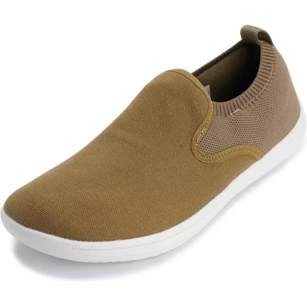 WHITIN Mens Wide Slip on Barefoot Shoes  Minimalist Sneakers  Elastic CollarW862  Khaki