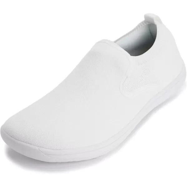 WHITIN Mens Wide Slip on Barefoot Shoes  Minimalist Sneakers  Elastic CollarW862  White