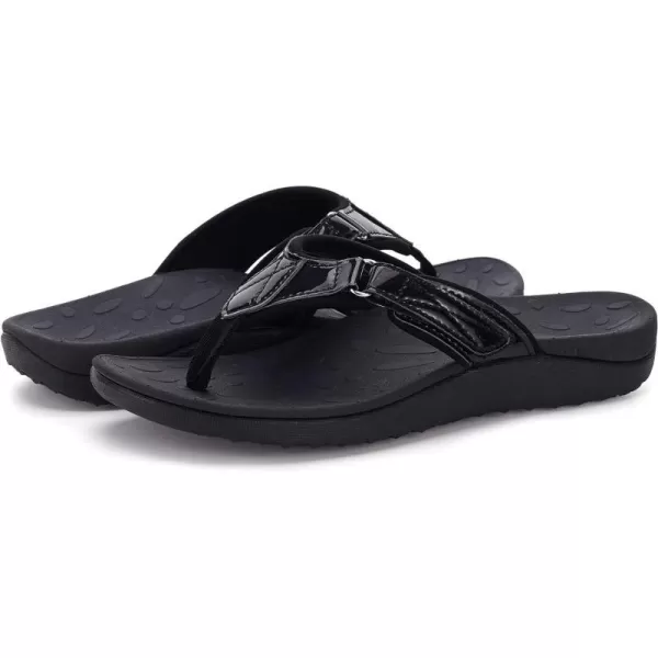 WHITIN Womens Flip Flops Thong Sandals  Orthotic Arch Support  Soft Toe Post  Deep Heel CupAdjustable Black