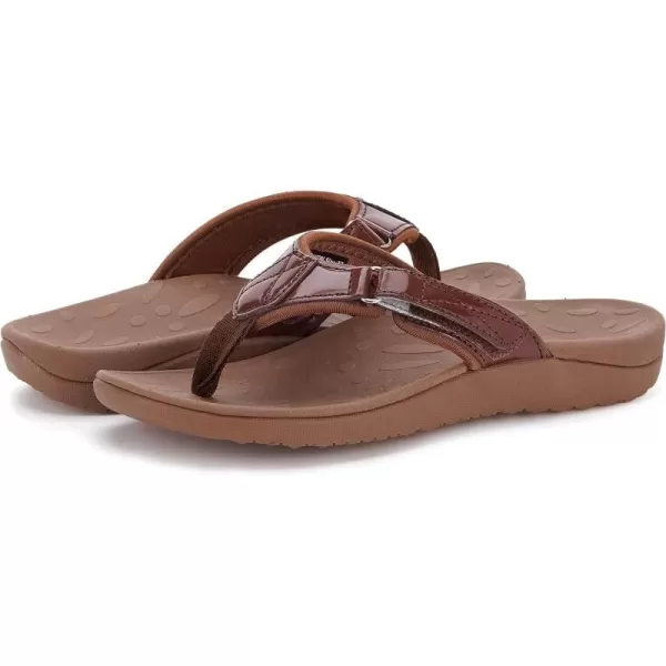 WHITIN Womens Flip Flops Thong Sandals  Orthotic Arch Support  Soft Toe Post  Deep Heel CupAdjustable Brown