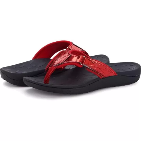 WHITIN Womens Flip Flops Thong Sandals  Orthotic Arch Support  Soft Toe Post  Deep Heel CupAdjustable Red