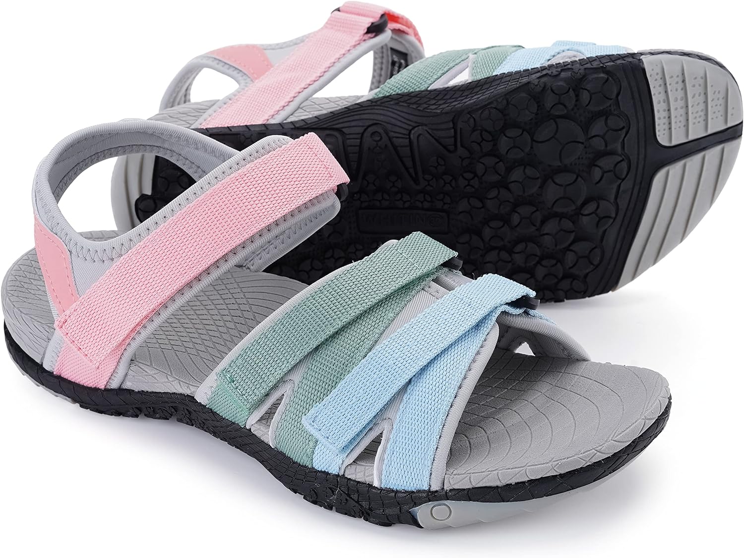 WHITIN Womens Hiking Sandals with Arch Support  Adjustable Hook and Loop Straps  Durable Sport Sandals for Outdoor AdventureC51  Colormulti