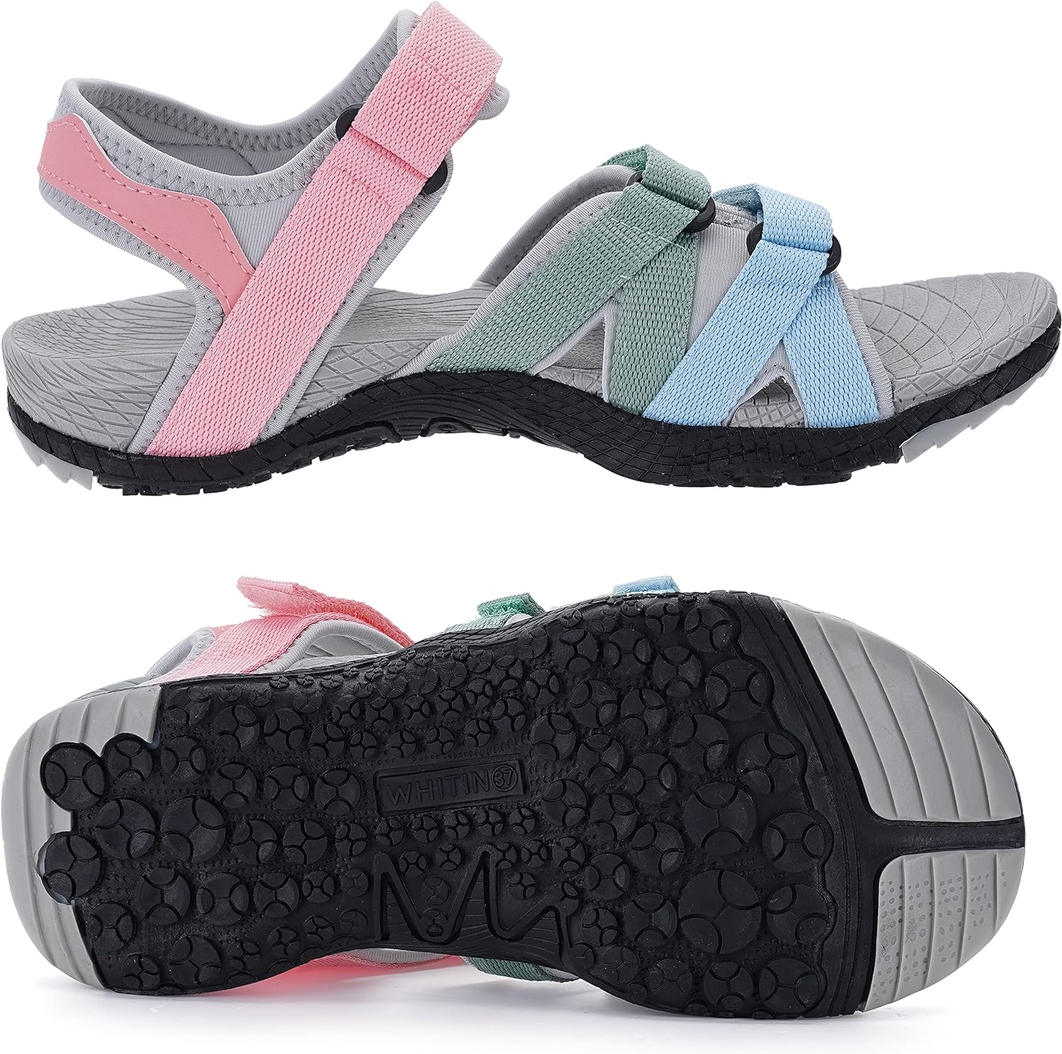 WHITIN Womens Hiking Sandals with Arch Support  Adjustable Hook and Loop Straps  Durable Sport Sandals for Outdoor AdventureC51  Colormulti
