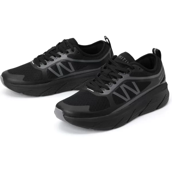 WHITIN Mens Max Cushioned Running Shoes  Superior Comfort Yet Remaining StabilityS6  All Black