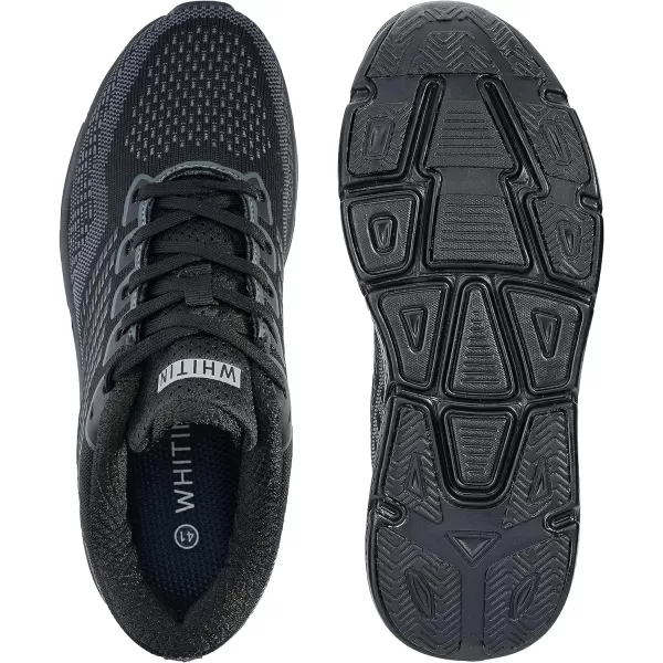 WHITIN Mens Max Cushioned Running Shoes  Superior Comfort Yet Remaining StabilityS62  All Black