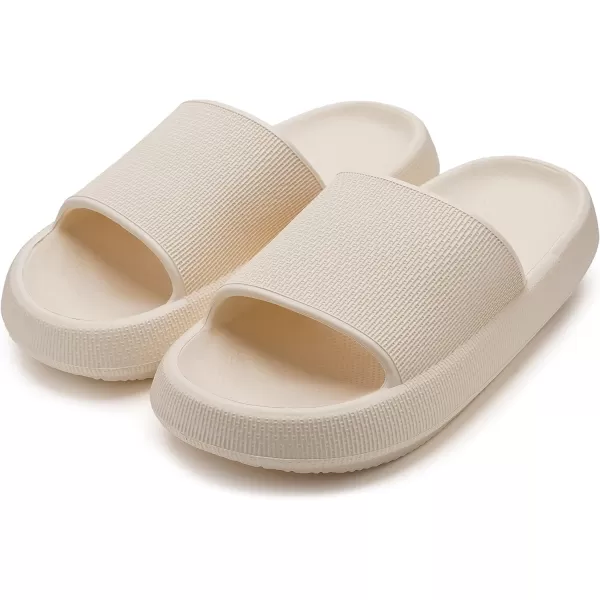 WHITIN Pillow Slippers for Women Non Slip  Cushioned Thick Sole Slides  Quick Drying Bathroom SandalsBeige